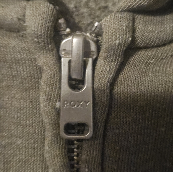 Roxy Y2k Khaki Zip-Up Hoodie Sz Medium - Picture 6 of 9